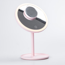Дзеркало настільне Lugi кругле з збільшенням і led підсвіткою для макіяжу Рожевий (HP072TD020P)